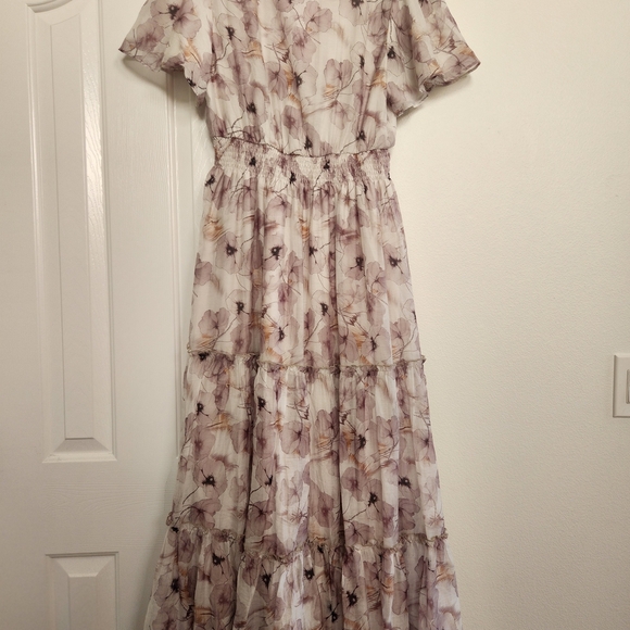MikaRose Floral Maxi Dress Cream and Purple - Picture 12 of 17